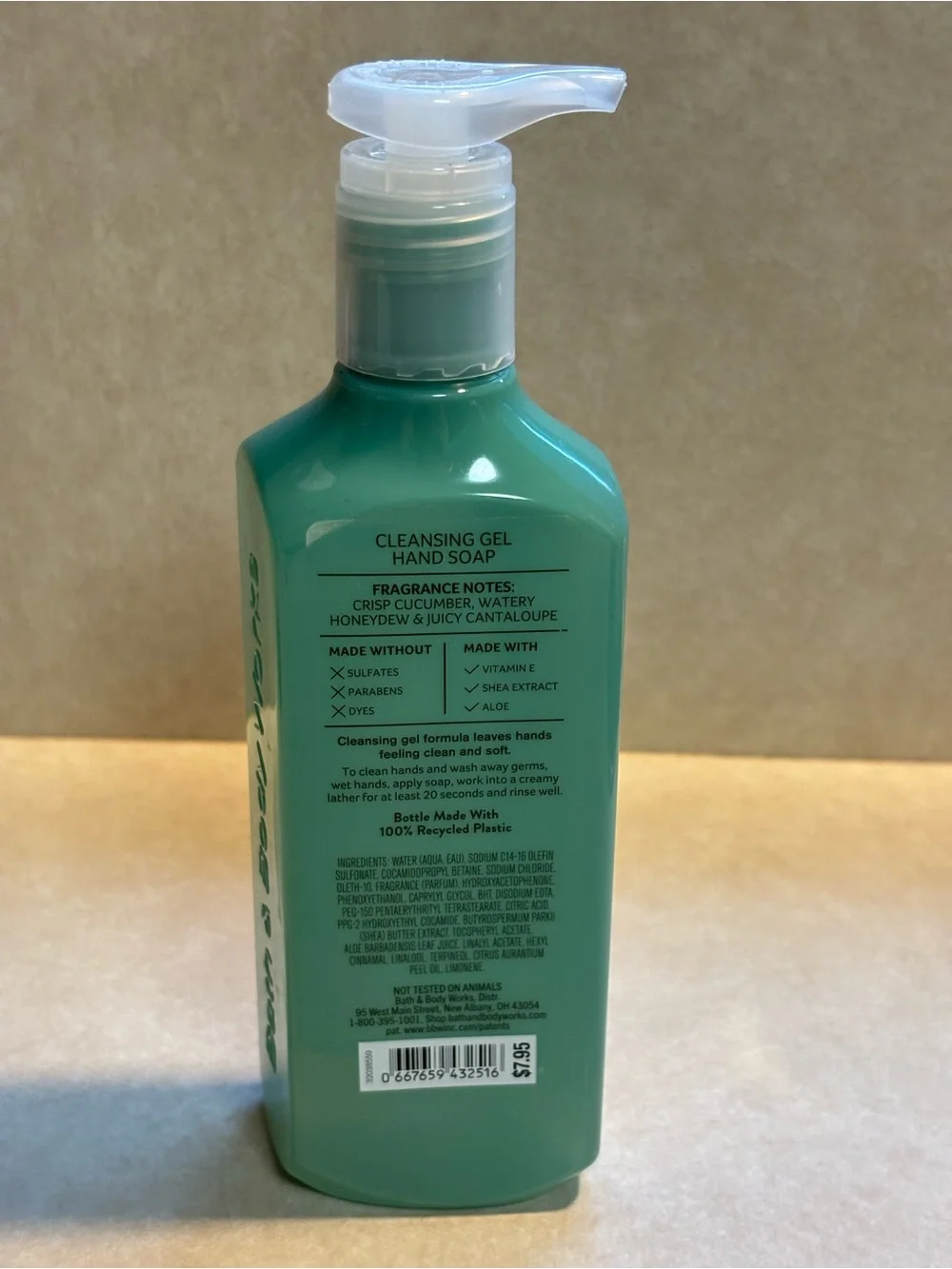 New Bath & Body Works 8oz Cucumber Melon Gel Hand Soap - Teal Green